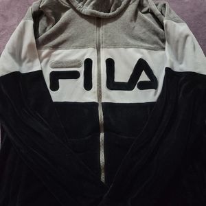 Fila Black/Grey/White Sweater Sz XL Velvet